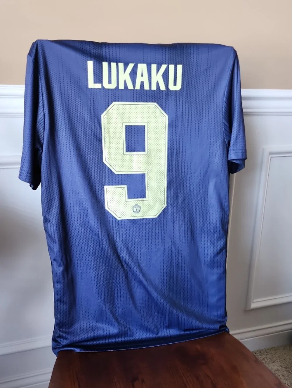 adidas Blue Manchester United Training Jersey with Gold Accents Men's Medium Luk